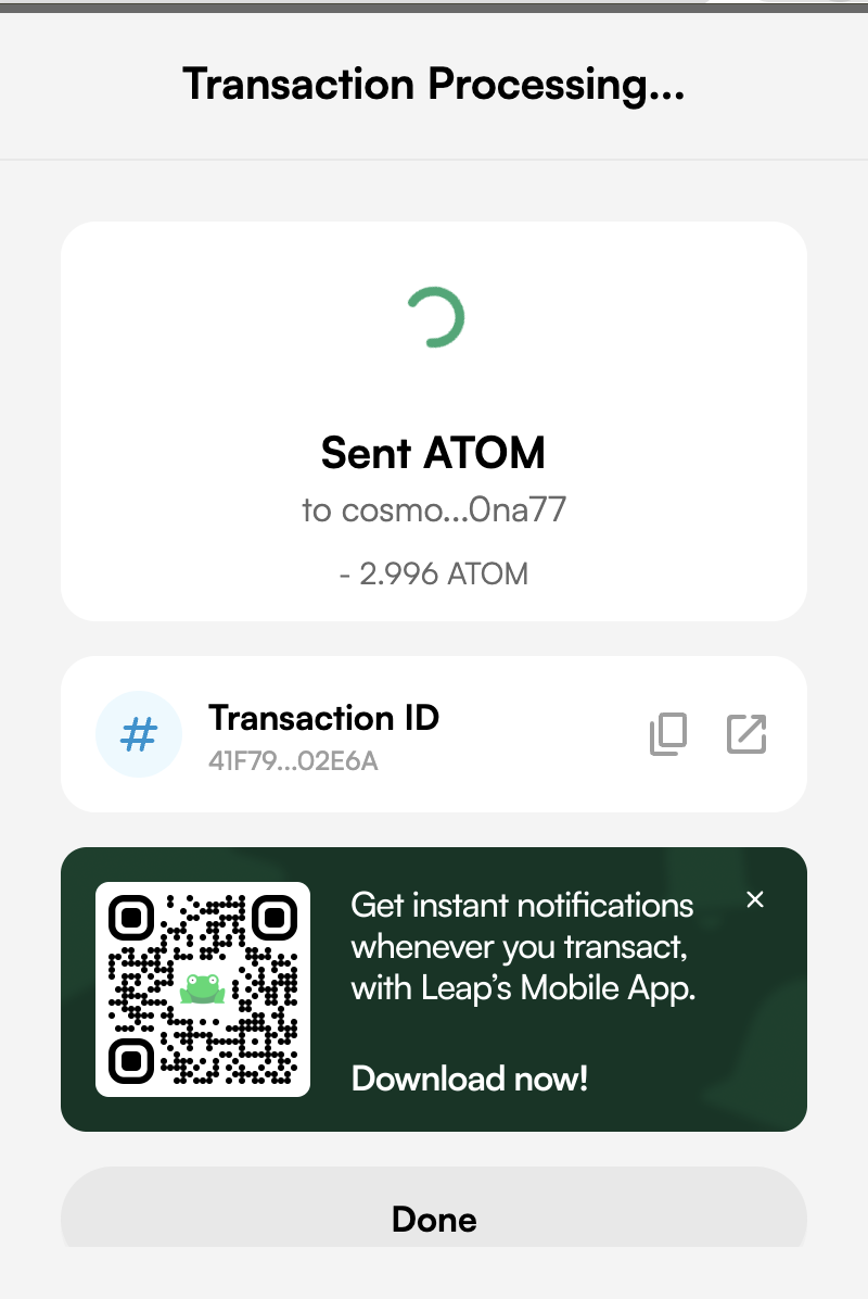 Leap Wallet Sending